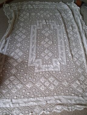 Handmade Cream Crochet Tablecloth Elegant Lace Pattern